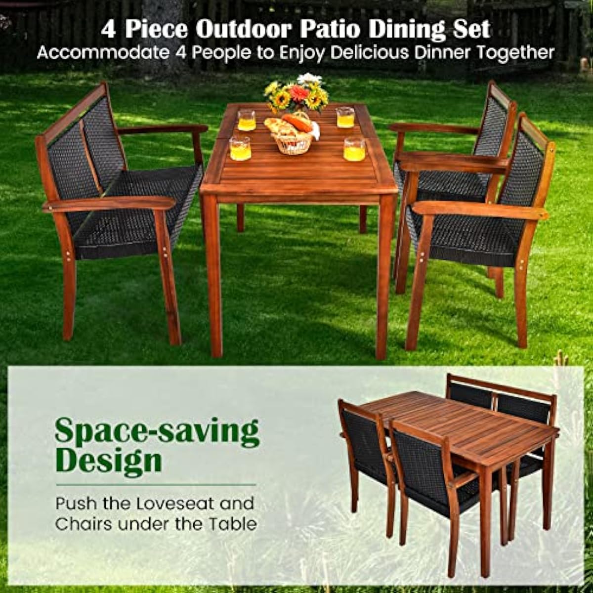 Set Meja Makan Luar Ruangan Mo - Outdoor Furniture Plus ulasan dan harga