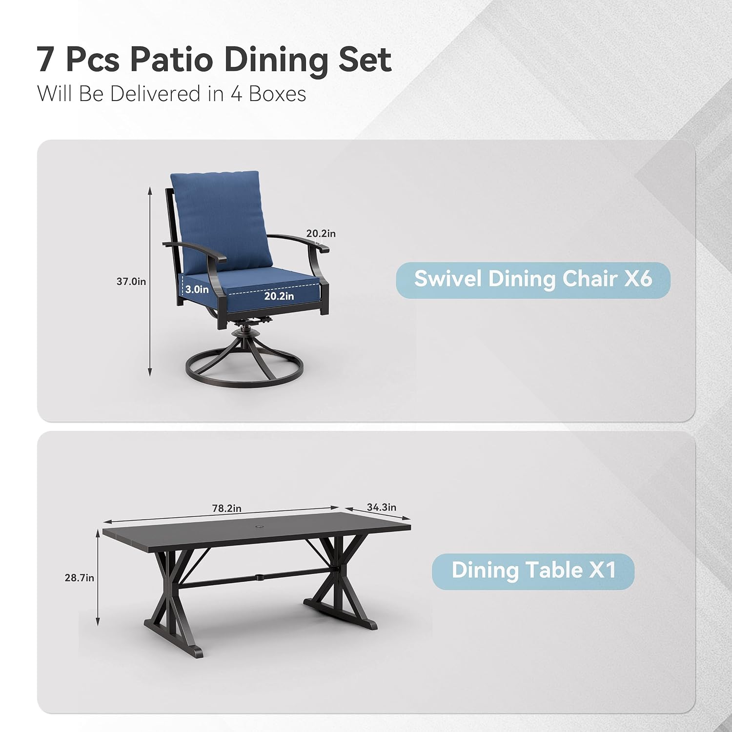 Set Meja Makan Teras Logam 7pc - Outdoor Furniture Plus ulasan dan harga