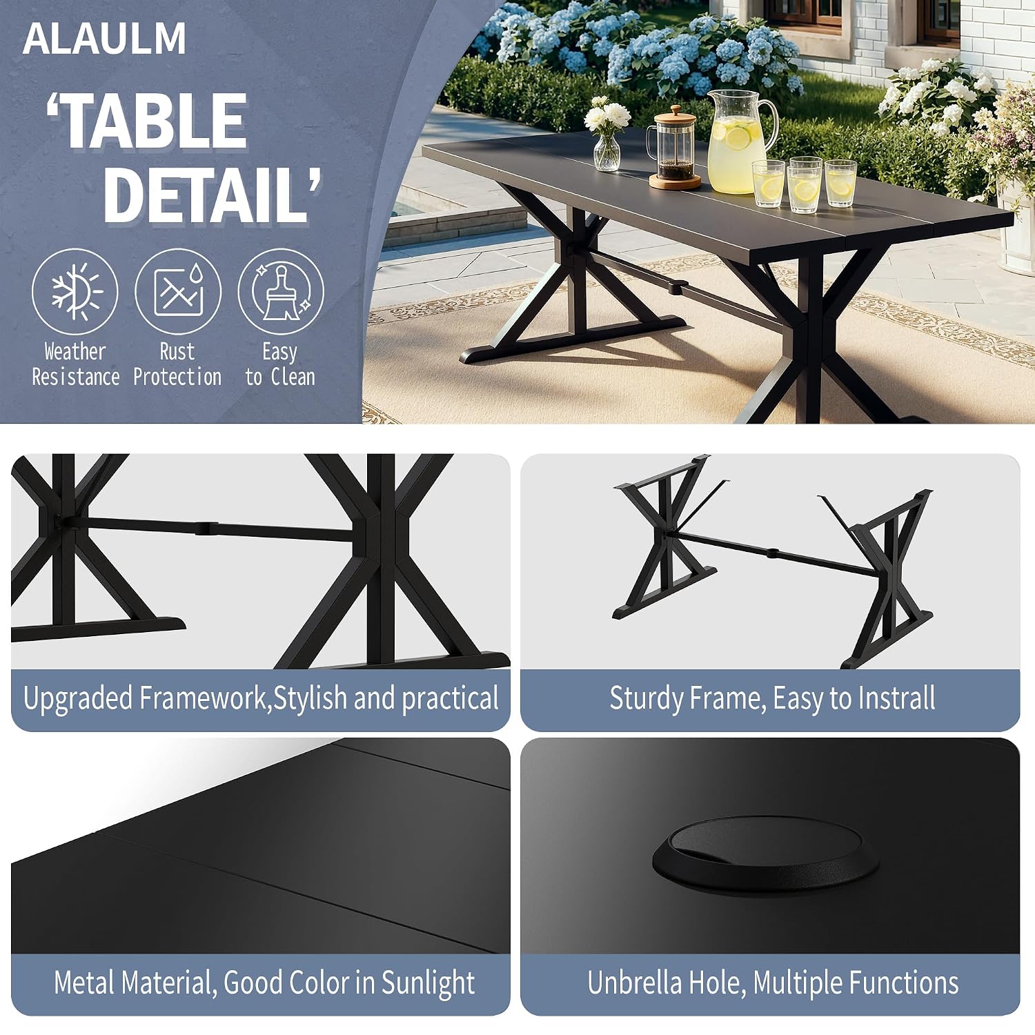 Set Meja Makan Teras Logam 7pc - Outdoor Furniture Plus ulasan dan harga