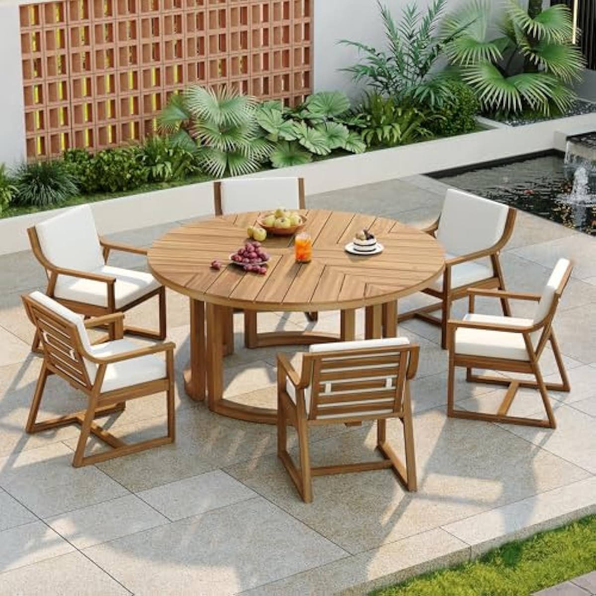 Set Teras Bundar 7-Potong Gaya - Outdoor Furniture Plus ulasan dan harga