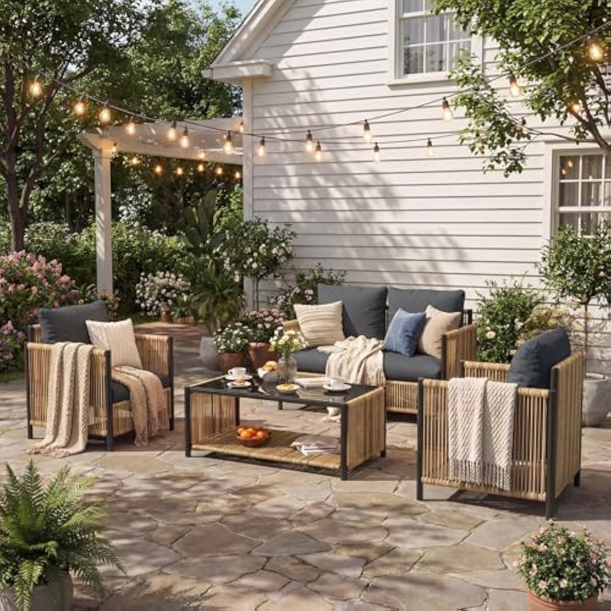 Set Furnitur Anyaman Bohemian  - Outdoor Furniture Plus ulasan dan harga