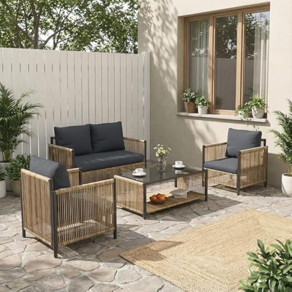 Set Furnitur Anyaman Bohemian  - Outdoor Furniture Plus ulasan dan harga