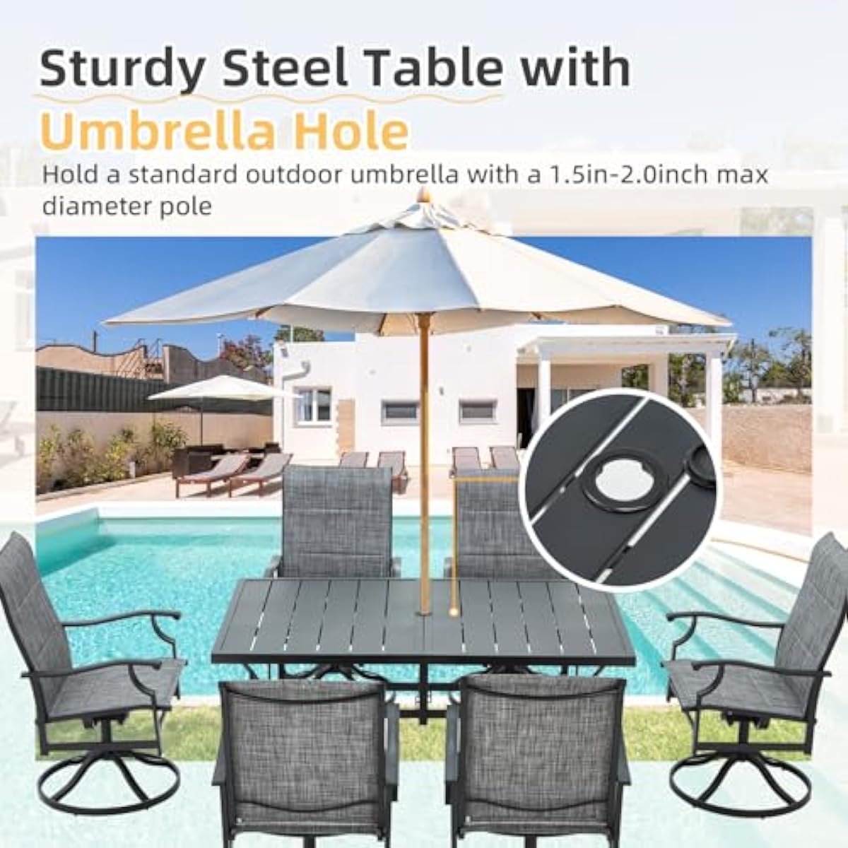 Set Meja Makan Luar Ruangan Mo - Outdoor Furniture Plus ulasan dan harga